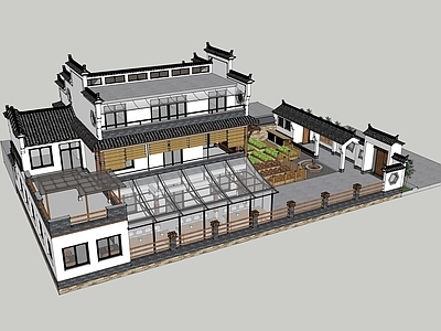 新中式现代多层住宅 乡村别墅 赣南建筑 新中式建筑 中式建筑 民宿