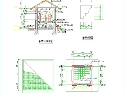 现代亭子 景观亭 凉亭 木亭 廊亭 施工图