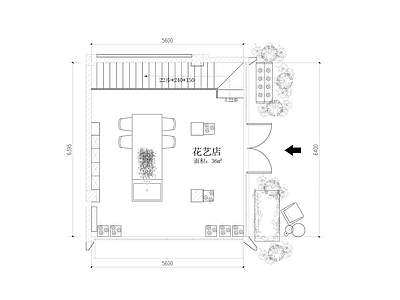 现代花店 花店 施工图