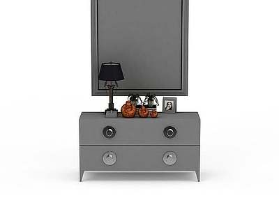 现代摆件组合 灰色柜子陈设品