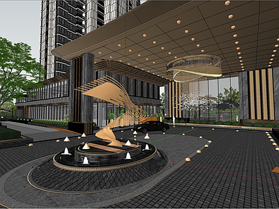 新中式商业景观 社区小区入口景观 后场庭院景观 连廊景观 水院景观