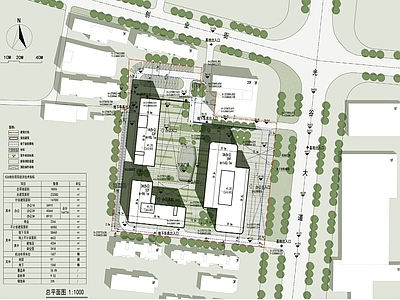 现代产业园建筑 现代办公产业园 办公园区 总平面图及彩图 施工图