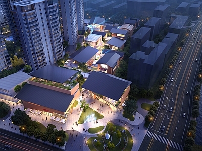 新中式现代商业街 住宅 商业街 新中式 现代