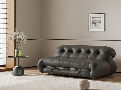 中古美式双人沙发 Cassina Soriana 大钢牙沙发 皮革双人沙发 客厅沙发