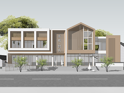 现代小公建 餐饮建筑改造 茶楼 温馨小清新现代风 公共厕所 露营运营景观