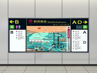 现代车站 地铁站广告牌 车站