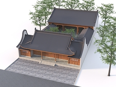 新中式中式古建筑 中式古建 寺庙 祠堂祖祠 宗祠 观音兜