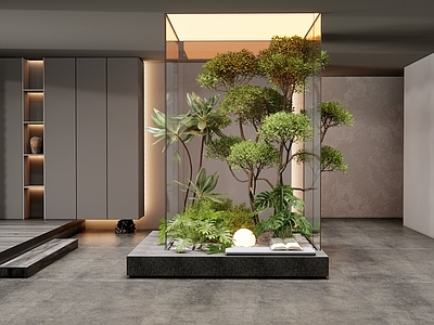 现代室内景观 室内植物造景 天井景观 植物堆 灌木 植物景观