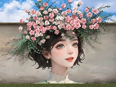 现代景墙 网红打卡 花艺美陈 涂鸦墙