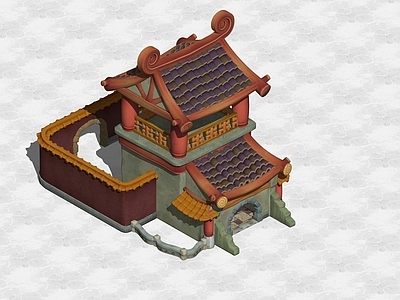 复古中古古建筑 药店 场景建筑