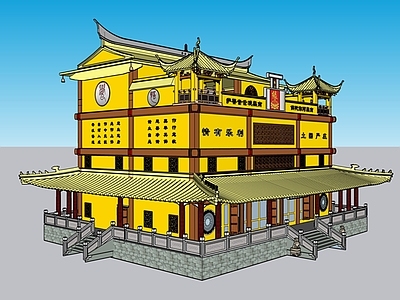 中式禅意寺庙建筑 寺庙