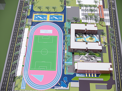 现代校园景观 中学校园 小学校园 初中校园景观