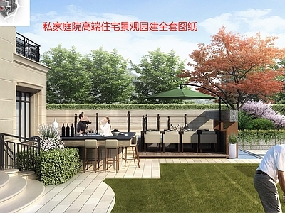 现代庭院 私家庭院 庭院水景 高端别墅庭院景观 花园庭院 民宿庭院 施工图