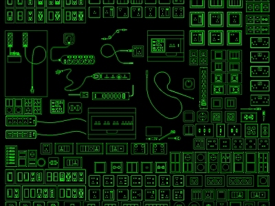 现代开关插座 开关插座 智能开关 弹出式开关 轨道开关 施工图