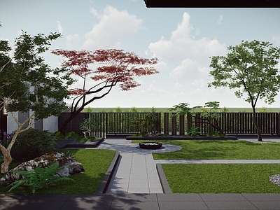 新中式简约乡村庭院 自建房庭院