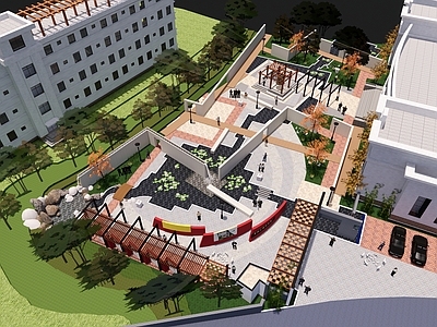 现代新中式广场景观 乡村广场 党建广场 健身广场 街角公园