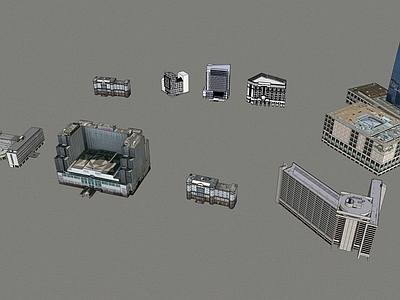 现代简约简模规划 配景建筑 建筑配景