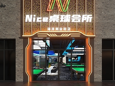 现代门头 台球俱乐部门头 台球厅门头 台球馆门头 台球会所门头 台球室门头