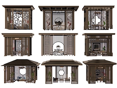 新中式廊架 亭子 亭廊 庭院凉亭 廊亭 花园茶亭 长廊 水榭 连廊 阳光房构筑