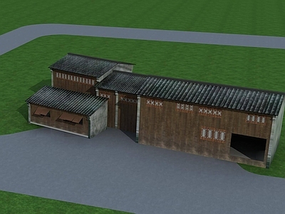 中式别墅外观 中式老建筑 民居做旧建筑