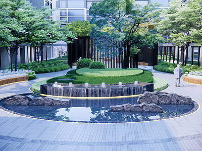 现代水景 跌水 喷泉 庭院水景
