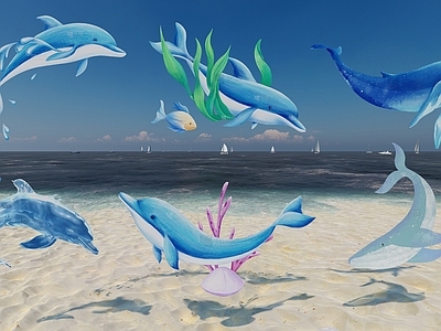 水生动物 鲸鱼 海洋元素 海豚墙饰