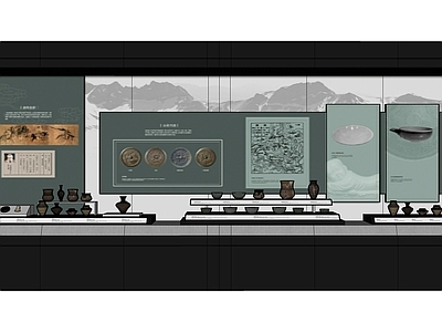新中式博物馆展厅 校史馆博物馆展柜