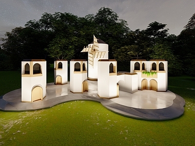 现代其他景观小建筑 风车小建筑群