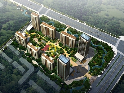 现代小高层住宅楼 住宅小区