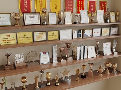 现代奖杯奖牌 奖杯 奖牌 荣誉证书 旗帜徽章 锦旗