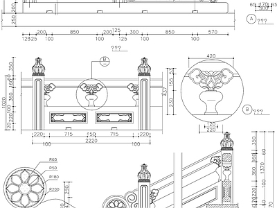 新中式中式仿古建筑 花窗 施工图