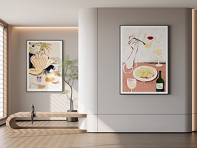 奶油北欧挂画 餐厅挂画 酒吧挂画 北欧 奶油 原木