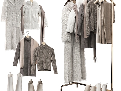 衣服 大衣 外套 落地式衣架 鞋子 毛衣