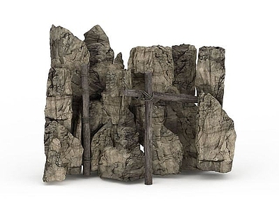现代其他景观小品 石头假山