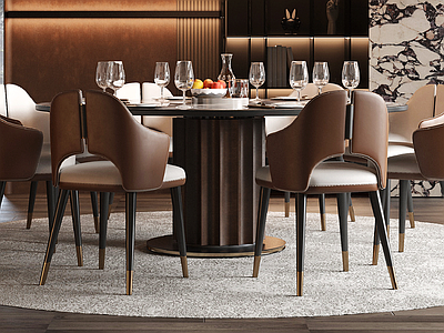 意式餐桌椅 minotti 意式餐桌椅组合 圆餐桌椅