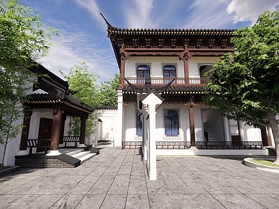 中式中古古建筑 院子 四合院 庭院 新中式 古建筑