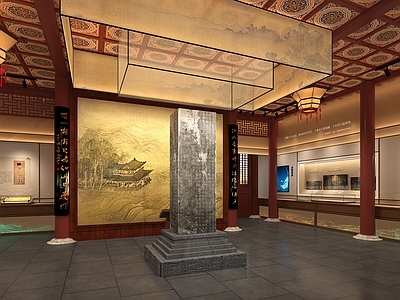 新中式中式其他展厅 展厅 展馆 展柜 展板 展台