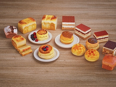 食物饮料 面包糕点 西点组合 烘焙糕点 菠萝包 吐司蛋糕