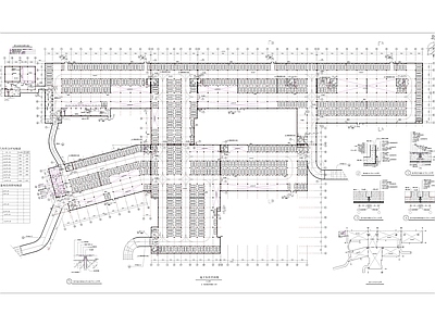 建筑综合节点 地下车库图纸 平面布置及详图 坡道 楼梯 施工图