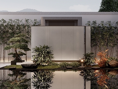 现代禅意别墅庭院 别墅入口造景 东方禅意 现代轻奢 别墅庭院 别墅玄关入口
