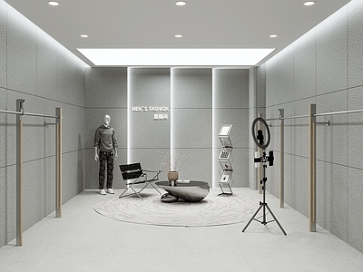 现代直播间 服装店直播间 服饰架 简易不锈钢休茶几 杂志架 补光灯自拍杆