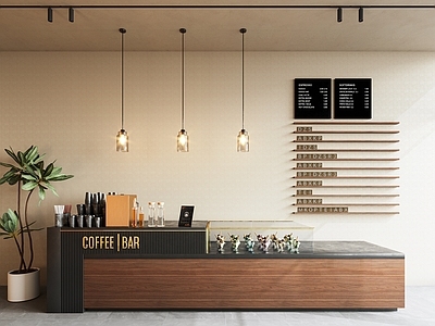 现代中古前台 咖啡前台 收银台 奶茶店前台 咖啡价目表 蛋糕前台