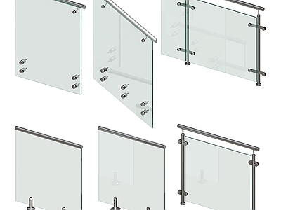 现代简约扶手 玻璃栏杆围栏 不锈钢玻璃扶手 建筑露台阳台栏杆 玻璃角码五金件 多个玻璃扶手组合