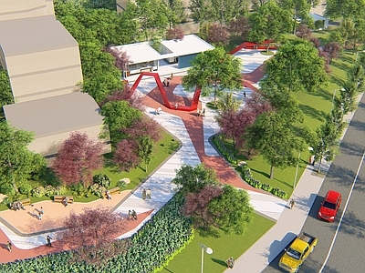 现代简约口袋公园 城市口袋公园 休闲公园
