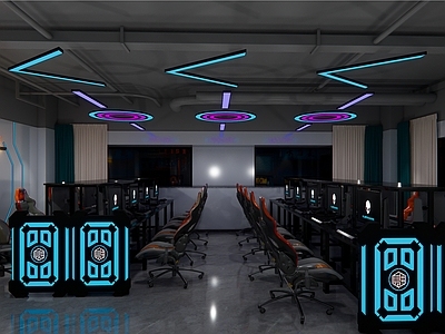 现代简约网吧 网吧大厅 网吧 电竞网吧 网咖