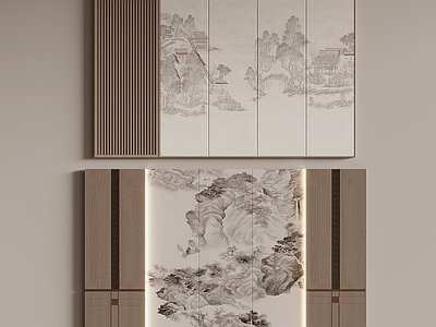 新中式背景墙 新中式电视背景墙 沙发背景墙