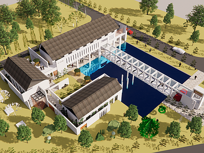 新中式中式风格建筑 水厂办公楼