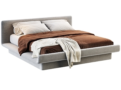 现代极简双人床 Gallotti 极简床 双人床 布艺床 主卧床