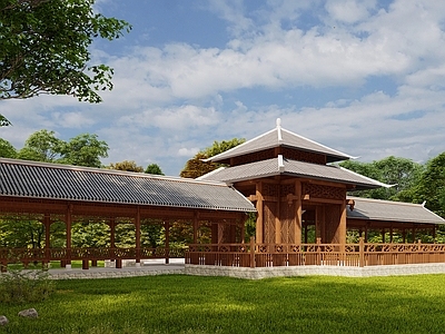 新中式中式廊架 文化长廊