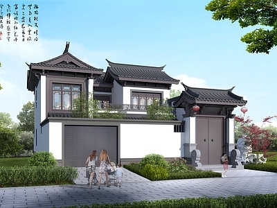 新中式中式古建筑 新中式别墅 自建房